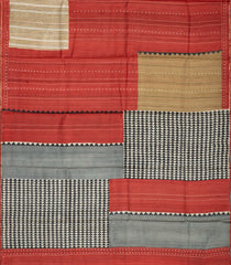 Rust Handloom Tussar Silk Saree With Printed Geometric Motifs-TU2809