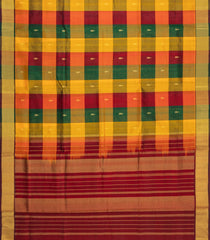 Multi Colour Handloom Silk Cotton Saree With Checks & Zari Buttas-SC4995