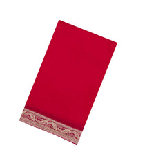 Red Woven Art Crepe Saree With Floral Embroidered Border-BL4973