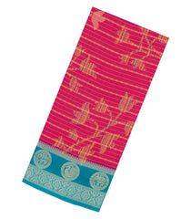 Pink Printed Synthetics Dola with Zari Stripes & Contrast Border-BL5220
