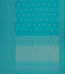 Turquoise Handloom Soft Silk Saree With Square Buttas-SO4459