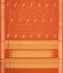 Orange Handloom Silk Cotton Saree With Buttas & Zari Border-SC4815