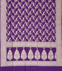 Purple Handloom Banarasi Silk Saree With Floral Motifs-BE1438