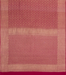 Crimson Woven Mysore Silk Saree With Floral Motifs-MS3510