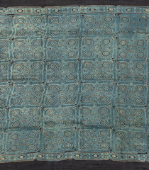 Aquamarine Woven Pure Silk Saree With Ajrakh Print-TU3211