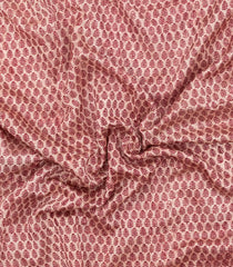 Burgundy Printed Chanderi Cotton Saree With Zari Border-CC1508