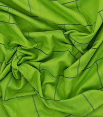 Green Handloom Bengal Cotton Saree With Checks-BG1543