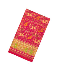 Pink Handloom Rajkot Patola Silk Saree With Ikat Motifs-IK0440