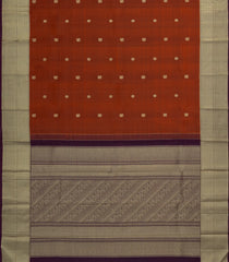 Rust Handloom Kanchipuram Silk Saree With Annam Buttas - KA14612