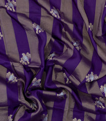 Purple & Grey Woven Blended Viscose Saree With Stripes & Bird Buttas-BL4986