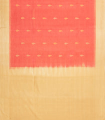 Peach Woven Dupion Silk Saree With Leaf Buttas & Contrast Border-DS0627