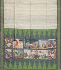 Taupe Woven Synthetic Dupion Saree With Printed Paintings In Pallu-BL4297