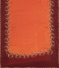 Orange Woven Blended Tissue Saree With Embroidered Floral Motifs-EN1912