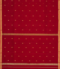 Red Handloom Maheswari Silk Cotton Saree With Buttas & Zari Border-SC4869