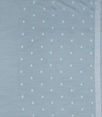 Steel Blue Woven Art Linen Saree With Floral Buttas-BL5664