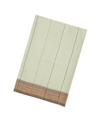 Taupe Handloom Bengal Cotton Saree With Multi Stripes-BG1945