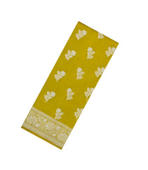 Mustard Woven Dupion Silk Saree With Floral Buttas-DS0560