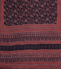 Black Printed Jaipur Cotton Saree With Floral Motifs-JC1453