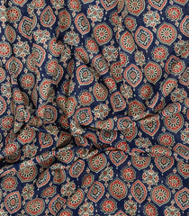 Indigo Printed Jaipur Cotton Saree With Floral Motifs-JC1899
