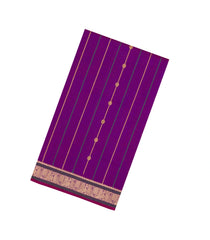 Purple Handloom Kanchi Cotton Saree With Silk Border-KC1821