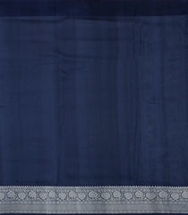 Navy Blue Handloom Silk Saree With Printed Floral Motifs-PS0760