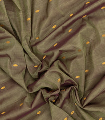 Sage Green Handloom Gadwal Silk Cotton Saree With Buttas & Contrast Border -GA0471