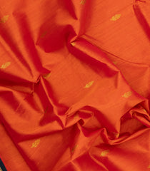 Orange Handloom Korvai Silk Cotton Saree With Buttas & Contrast Border-SC4517