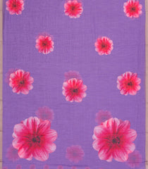 Lavender Printed Synthetic Linen Saree With Zari border-BL5152