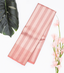 Dusty Pink Handloom Kanchipuram Silk Saree With Stripes