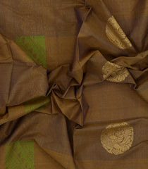 Dark Beige Handloom Village Cotton Saree With Buttas-VC1652
