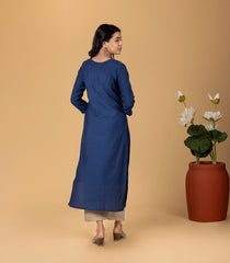 Indigo blue Festive Embroidered Kurta-KR0835