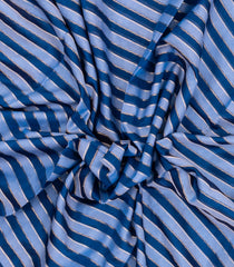 Steel Blue & Blue Handloom Silk Cotton Saree With Zari Stripes-SC4547