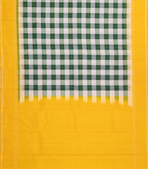 Green & Off White Handloom Soft Silk Saree With Silk Checks & Contrast Border-SO4517