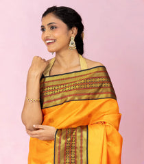 Mango Yellow Handloom Korvai Kanchipuram Silk Saree With Annam Buttas-KA15848