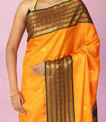 Mango Yellow Handloom Korvai Kanchipuram Silk Saree With Annam Buttas-KA15848