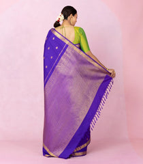 Purple Handloom Kanchipuram Silk Saree With Zari Buttas-KA16347
