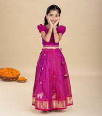Magenta Festive Kids Pavadai Set-PM2091