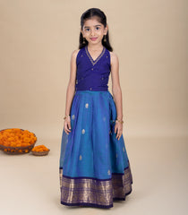 Teal Blue & Dark blue Festive Kids Pavadai Set-PM2092