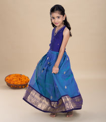 Teal Blue & Dark blue Festive Kids Pavadai Set-PM2092