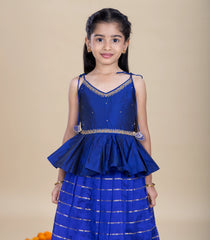Royal Blue Festive Kids Pavadai Set-PM2094