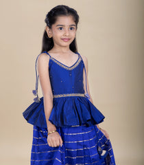Royal Blue Festive Kids Pavadai Set-PM2094