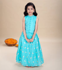 Light Blue Festive Kids Pavadai Set-PM2097
