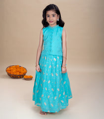 Light Blue Festive Kids Pavadai Set-PM2097