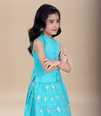 Light Blue Festive Kids Pavadai Set-PM2097