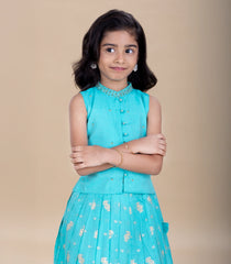 Light Blue Festive Kids Pavadai Set-PM2097