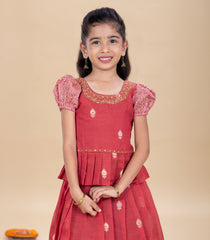 Crimson Red Festive Kids Pavadai Set-PM2099