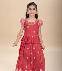Crimson Red Festive Kids Pavadai Set-PM2099