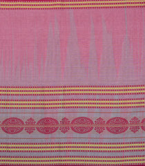 Dusty Pink Handloom Bengal Cotton Saree With Floral Border-BG1635
