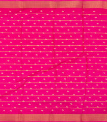 Hot Pink Printed Synthetic Dola Silk Saree With Zari Stripes & Border Motifs-SY0340