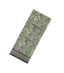 Green Printed Jaipur Cotton Saree With Floral Motifs-JC1493